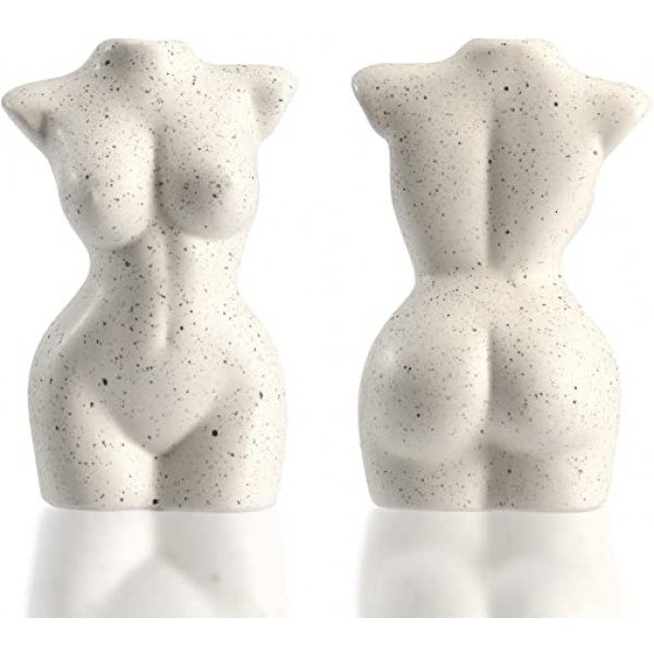 Ink Painting Female Body Vase - Unique Cute Room Decor - Ceramic ? 12 cm Tall
