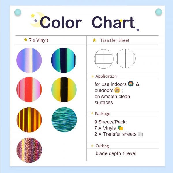 Holographic Adhesive Vinyl Pack 12"x12" Glitter Craft Vinyl Sheet - Image 2