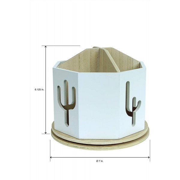 Decorative Wooden Rotating Pen and Pencil Cup - Image 2