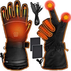 Heated Gloves for Men Women, Winter Rechargeable Electric Heating Gloves with 4000mAh Battery, Waterproof Touchscreen Warm Heat Hand Warmers for Outdoor Sports Cycling Skiing Motorcycle Camping Hiking