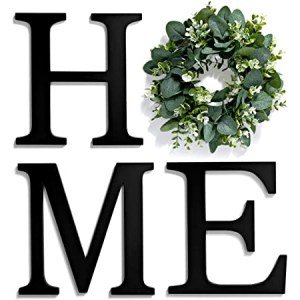 Home Letters for Wall With Wreath, Home Sign Wall Decor, Large Home Sign with Wreath, Home Wall Decor, Home Sign for Home Decor with Wreath, Home with Wreath Wall Decor, Letters for Wall Decor (Black)