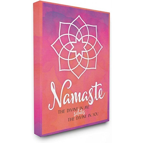 Stupell Home D?cor Namaste Mandala Typography Stretched Canvas Wall Art, 16 x 1.5 x 20, Proudly Made in USA