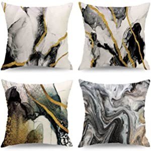 CARROLL Throw Pillow Covers Decorative Pillows for Couch Pillows 18 x 18 Inch Modern Marble Throw Pillow Cases for Bedroom Sofa Living Room Home Decor Set of 4
