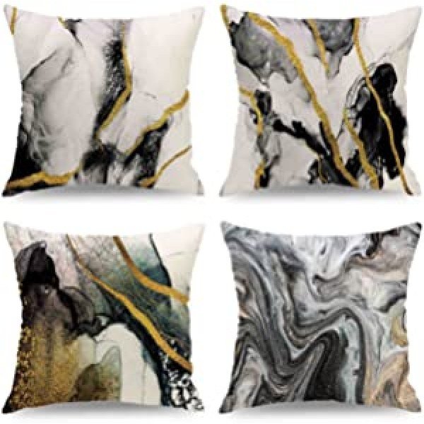 CARROLL Throw Pillow Covers Decorative Pillows for Couch Pillows 18 x 18 Inch Modern Marble Throw Pillow Cases for Bedroom Sofa Living Room Home Decor Set of 4