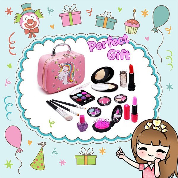 Unicorn Cosmetic Toy Girls Play Real Makeup Kit - Image 3