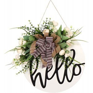 Welcome sign for front door Round Wood Sign Hanging Welcome Sign for Farmhouse porch Spring Welcome Sign Front Door Decoration
