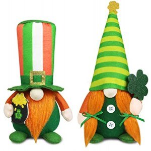 St Patrick Day Decorations, 2 PCS St.Patrick's Day Gnome Plush Decorations, Irish Gnomes Mr & Mrs Handmade Swedish Plush Gnomes Home Table Ornament Tiered?Tray Decor St. Patrick's Day Gift