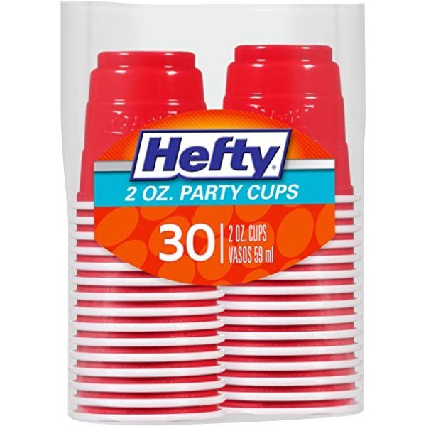 Hefty Mini-Me Plastic Cups, Red, 2 Ounce, 30 Count (Pack of 10), 300 Total
