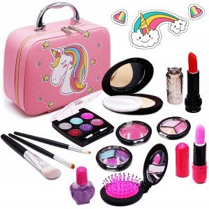 Unicorn Cosmetic Toy Girls Play Real Makeup Kit
