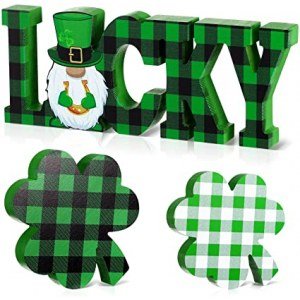 3 Pieces St. Patrick's Day Table Wooden Signs, Shamrock Tiered Tray Decor Lucky Table Decor?Irish Freestanding Tray Tabletop Decorations for?Home Decor Party Decoration