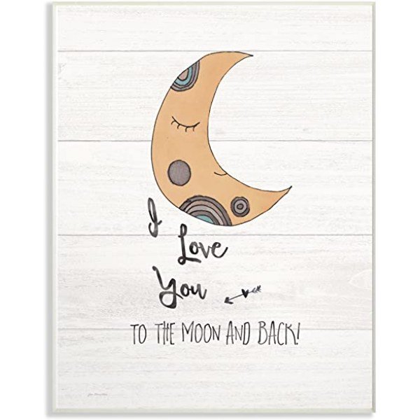 The Stupell Home Decor Collection I Love You Moon Wall Plaque Art, Multicolor