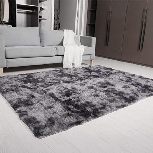 Aternoon 5.3 x 7.5 Feet Shag Area Rug, Super Soft Fluffy Shaggy Rugs Floor Carpet for Living Room, Children Bedroom, Nursery Play Room, Home Decor, 5x8, Dark Grey