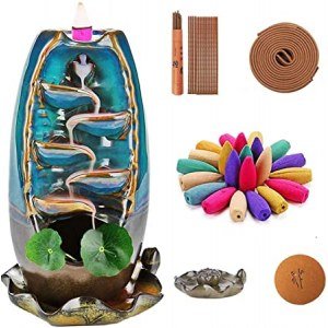 L!GHTUP Ceramic Backflow Incense Burner Waterfall Incense Holder, for Home Decor Aromatherapy Relaxation Gifts? (Blue)