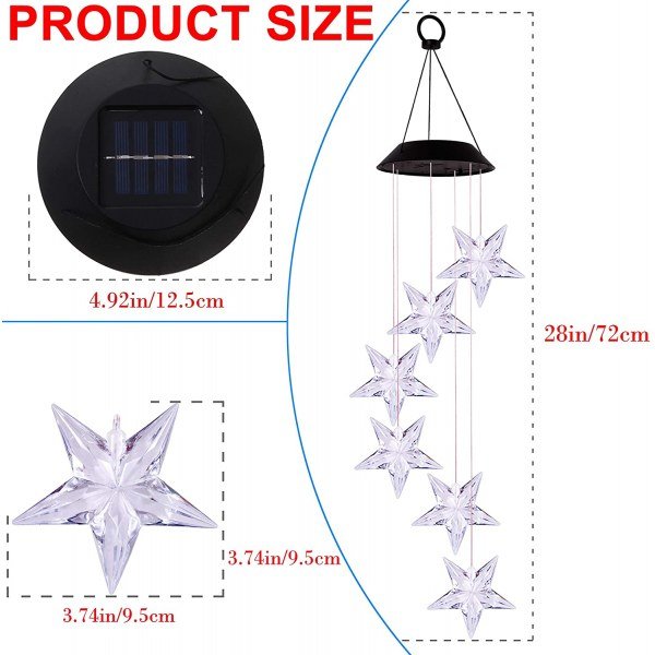 Color Changing LED Star Solar Wind Chimes - Image 2