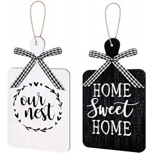 Purpeak 2 Pieces Wooden Tiered Tray Decor Home Sweet Home Our Nest Cutting Board Sign Farmhouse Wood Hanging Wall Art Sign Rustic Home Sign for Home Dining Living Room Bar Cafe Decoration