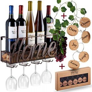 Wall Mounted Wine Rack - Bottle & Glass Holder - Cork Storage Store Red, White, Champagne - Come with 6 Cork Wine Charms - Home & Kitchen D?cor - Storage Rack - Designed by Anna Stay,Home