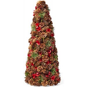Christopher Knight Home 313659 Tabletop Christmas Tree, Natural + Red + Glitter
