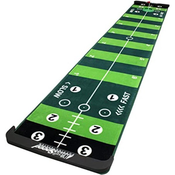 ProActive Sports, VariSpeed Putting System, 10 ft, Mimics Real Putting Green, Loaded with Drills, Perfect Practice & Training Aid for Indoor or Outdoor, Practice 4 Different Speeds On One Mat