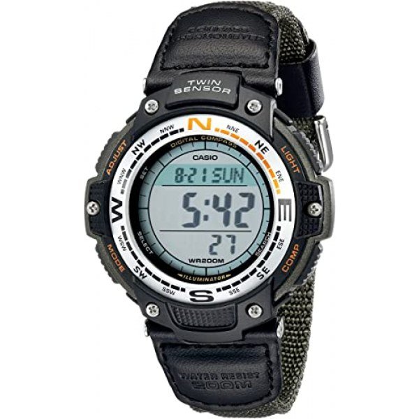 Casio Men's Sports Quartz Watch with Nylon Strap, Black, 23 (Model: SGW100B-3V)