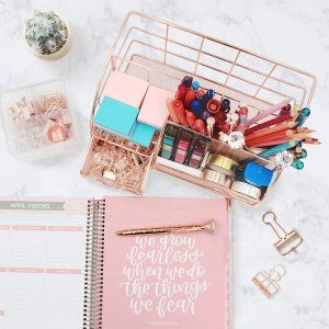 Rose Gold Desk Organizer for Women