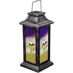 Team Sports America Minnesota Vikings Solar-Powered Outdoor Safe Hanging Garden Lantern