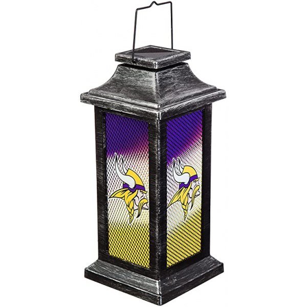 Team Sports America Minnesota Vikings Solar-Powered Outdoor Safe Hanging Garden Lantern